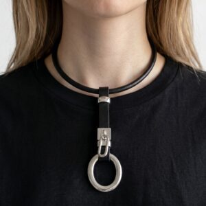 Collier torque "L'Anneau" – Cuir & argent 10 Micron
